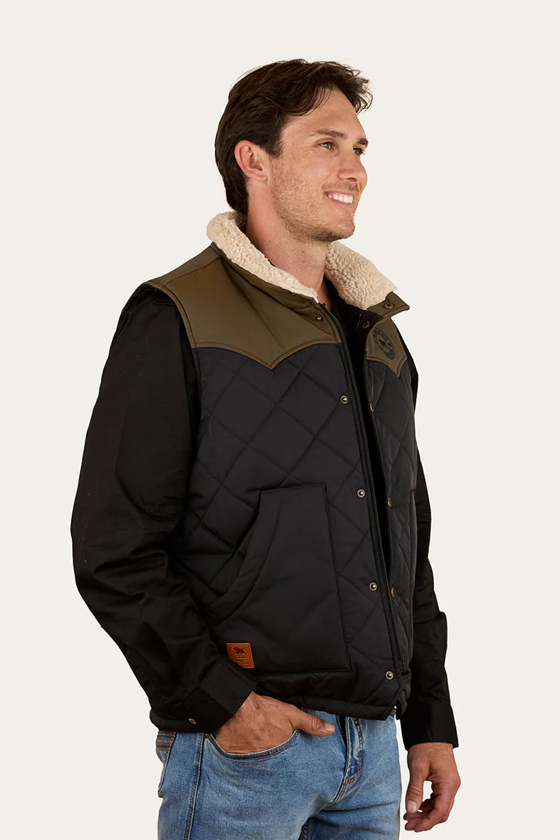 Ringers Western - McKinlay Mens Puffer Vest - Military Green/Black