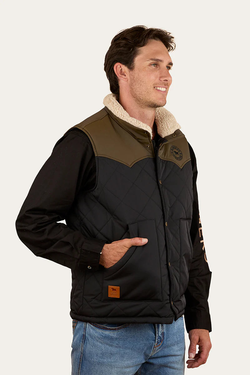 Ringers Western - McKinlay Mens Puffer Vest - Military Green/Black