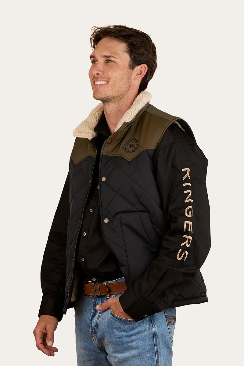 Ringers Western - McKinlay Mens Puffer Vest - Military Green/Black