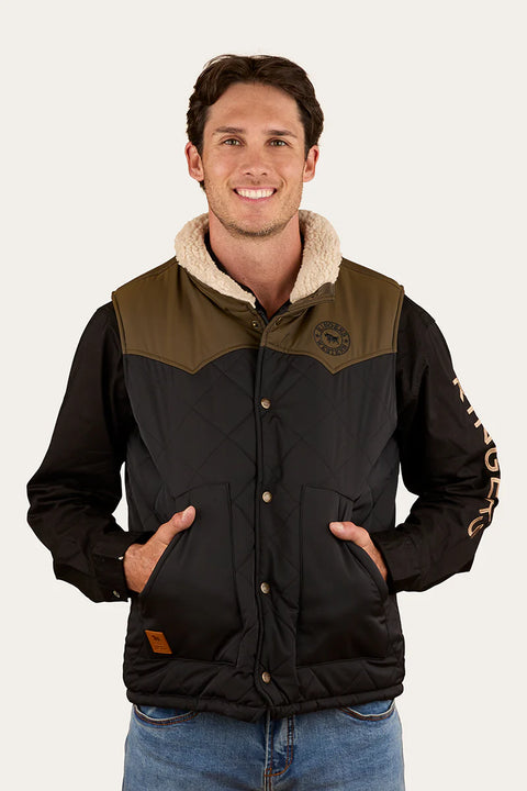Ringers Western - McKinlay Mens Puffer Vest - Military Green/Black