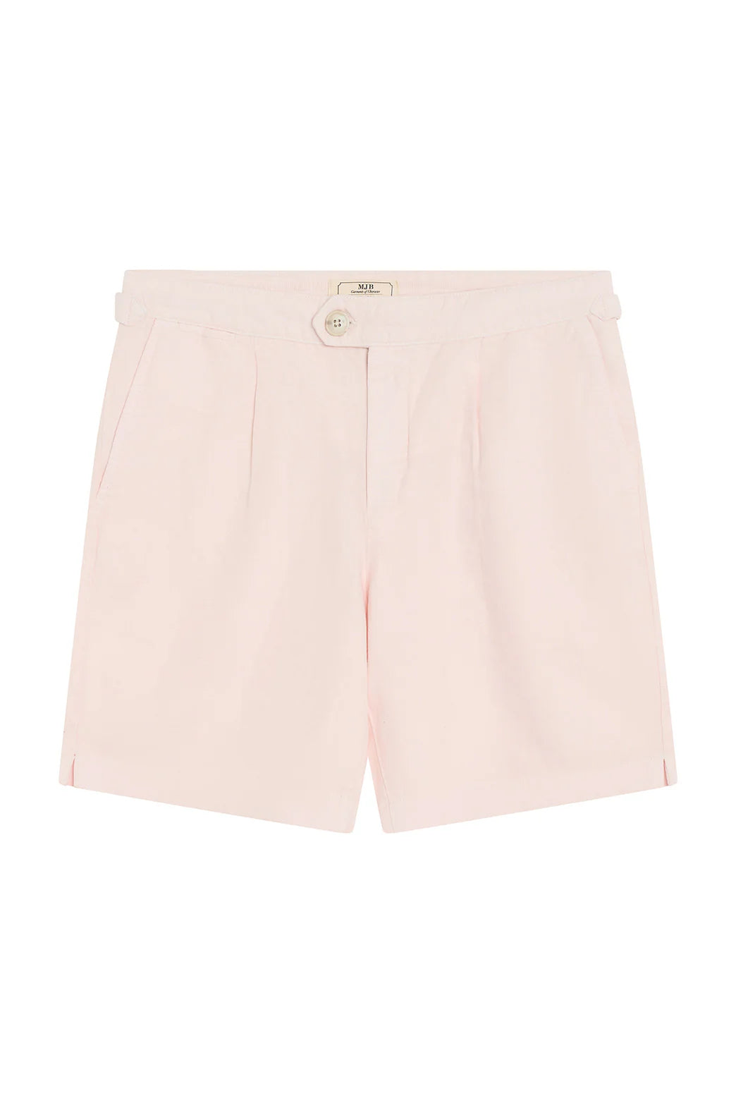 M.J. Bale - Menorca Side Tab Short- Pink, regular fit shorts made from cotton linen blend with side tabs and zip fly.