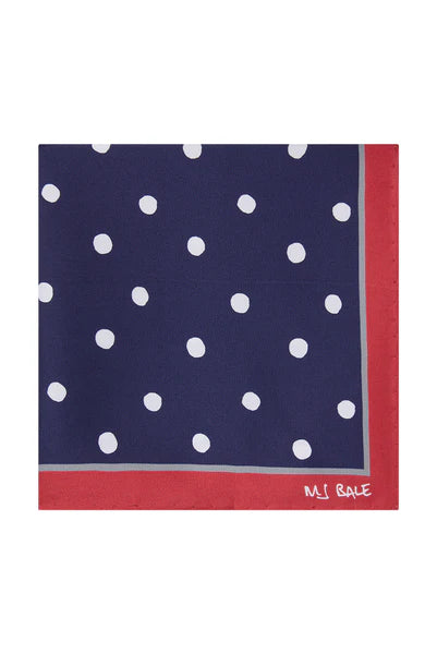 M.J. Bale - Mercury Pocket Square - Navy, Red & White