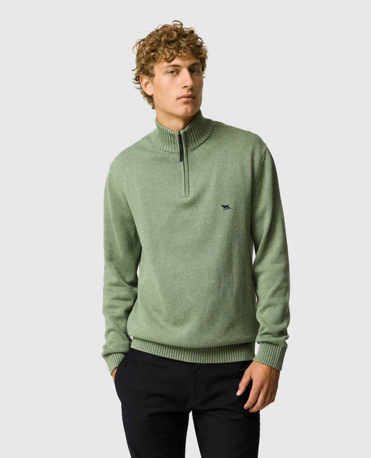 Rodd & Gunn - Merrick Bay Quarter Zip Jumper - Thyme - MULTIBUY