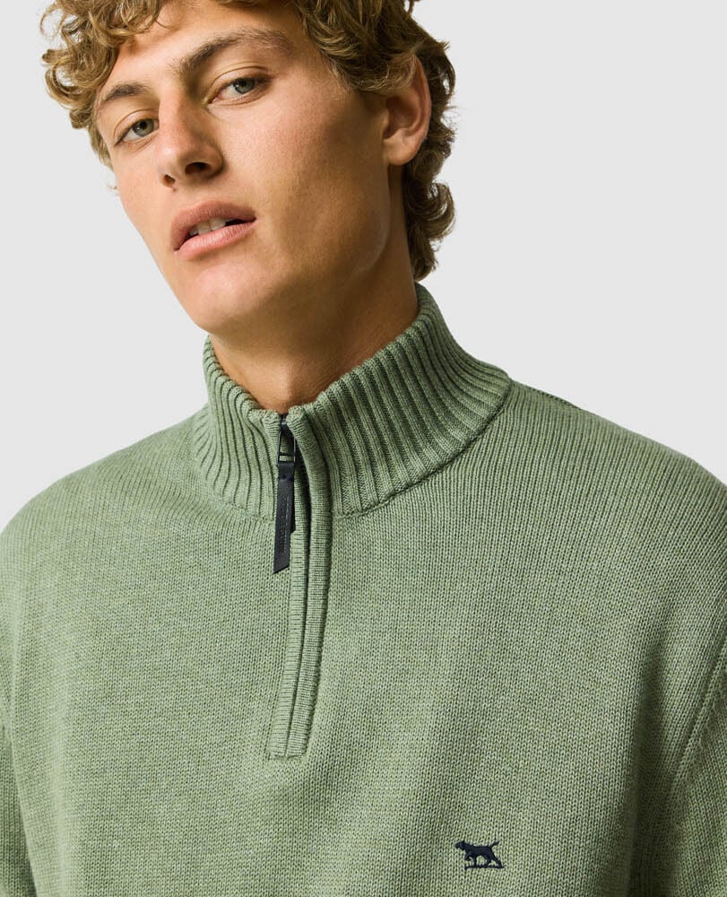 Rodd & Gunn - Merrick Bay Quarter Zip Jumper - Thyme - MULTIBUY