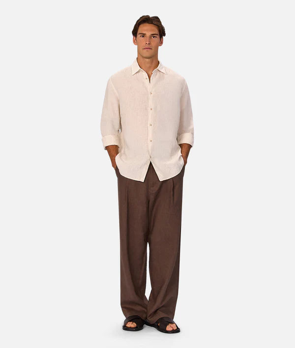 Industrie - The Monaco Long Sleeve Shirt - Cream Beige