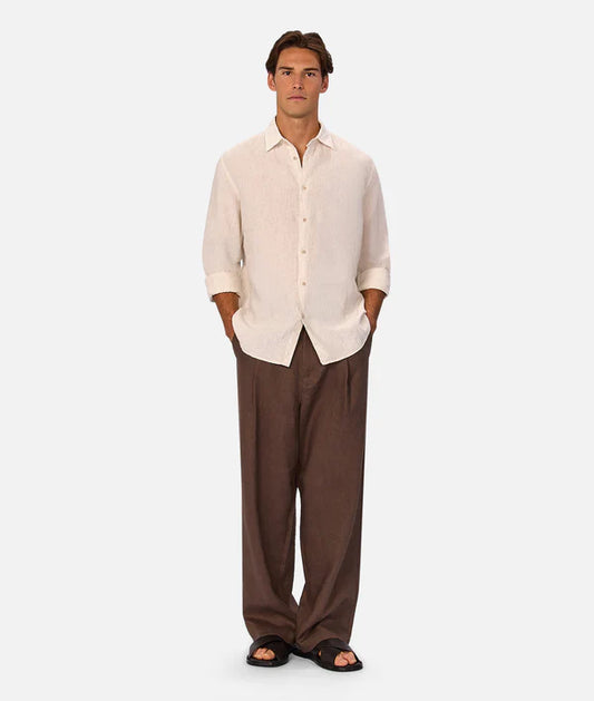 Industrie - The Monaco Long Sleeve Shirt - Cream Beige