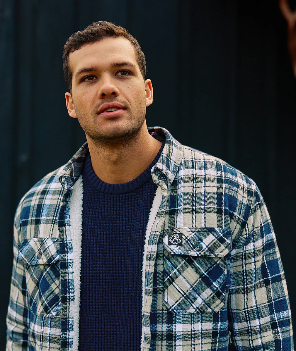 Swanndri - Morven Sherpa Shirt/Jacket - Check - Navy/Grey Horizon