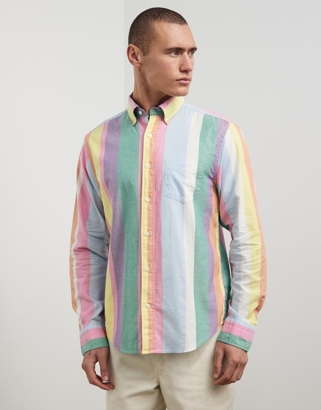 Oxford Shirt - Multistripe - Perky Pink