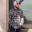 Navy White Red Check Flannelette Shirt