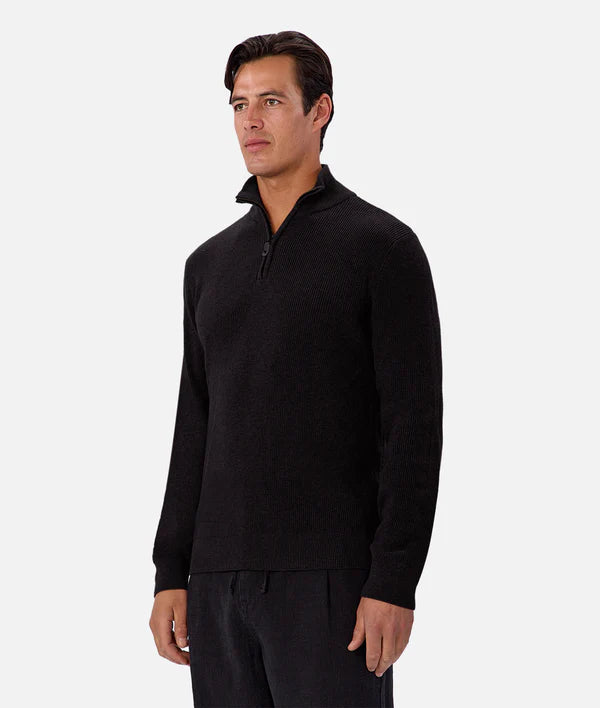 Industrie - The New England Zip Neck Knit - Black
