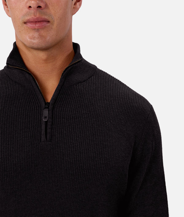 Industrie - The New England Zip Neck Knit - Black