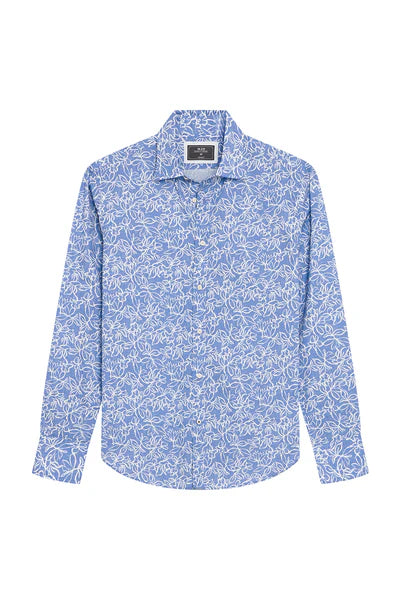 M.J. Bale - Notre Dame Print Shirt - Azure Blue White