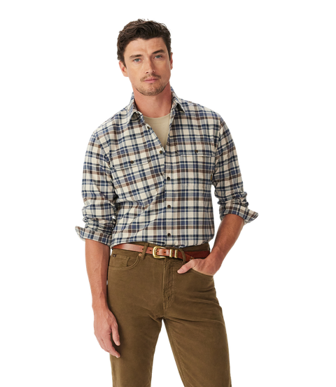 R.M.Williams - Orion Brushed Check Shirt - Terracotta & Blue