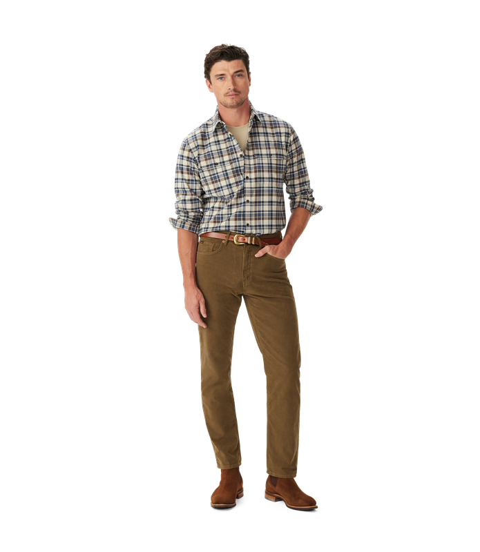 R.M.Williams - Orion Brushed Check Shirt - Terracotta & Blue