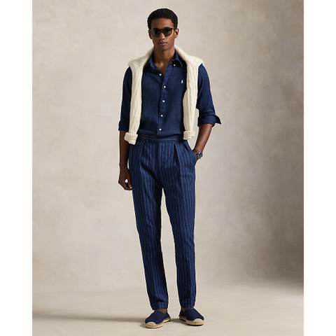 Polo Ralph Lauren -  Custom Fit Linen Shirt - Navy