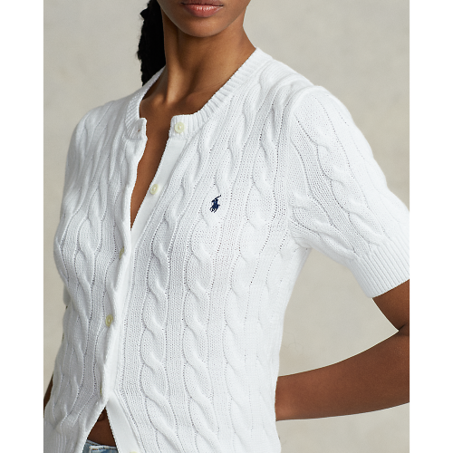 Polo Ralph Lauren -  SS Cable Knit Cardigan - White