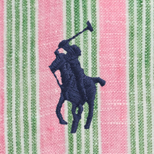 Polo Ralph Lauren - Cropped Boxed Fit Linen Striped Shirt - Berry Green Multi