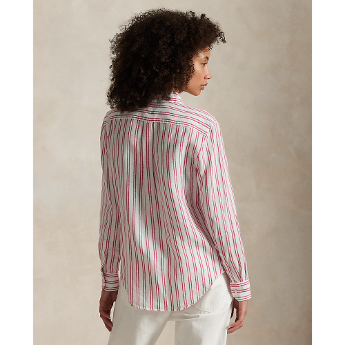 Polo Ralph Lauren - Classic Fit Linen Striped Shirt - White and Red