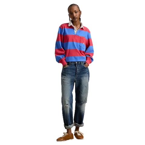 Polo Ralph Lauren -  Jersey Shaped Rugby Shirt- Red-Blue Stripe