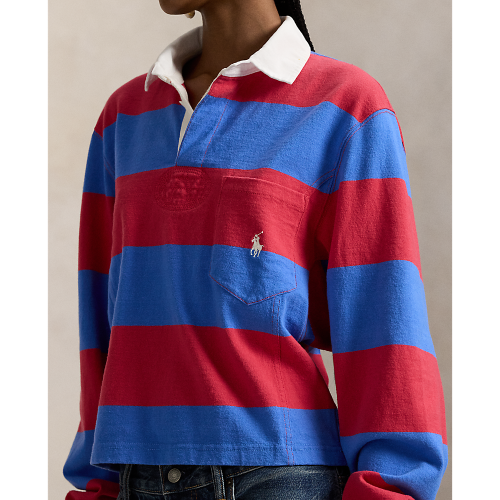 Polo Ralph Lauren -  Jersey Shaped Rugby Shirt- Red-Blue Stripe