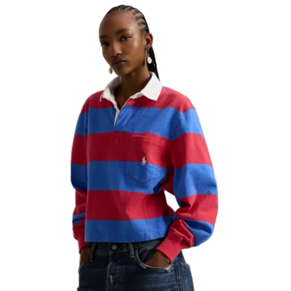 Polo Ralph Lauren -  Jersey Shaped Rugby Shirt- Red-Blue Stripe