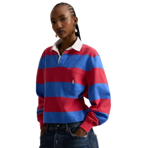Polo Ralph Lauren -  Jersey Shaped Rugby Shirt- Red-Blue Stripe
