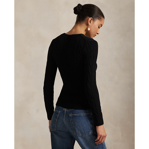 Polo Ralph Lauren - Womens Cable Knit Cotton Sweater - Black