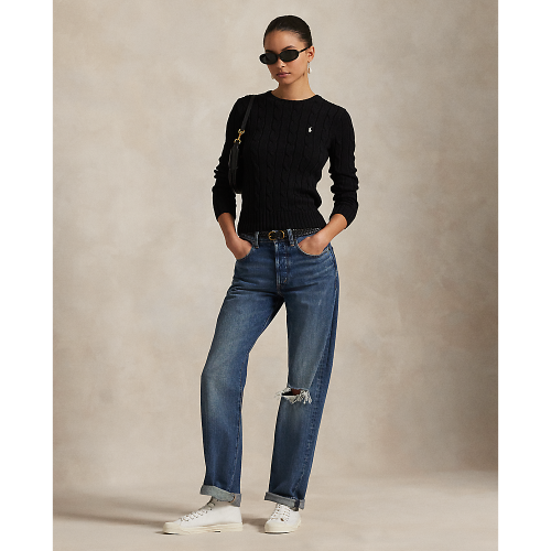Polo Ralph Lauren - Womens Cable Knit Cotton Sweater - Black