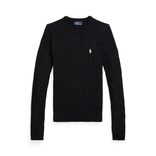 Polo Ralph Lauren - Womens Cable Knit Cotton Sweater - Black