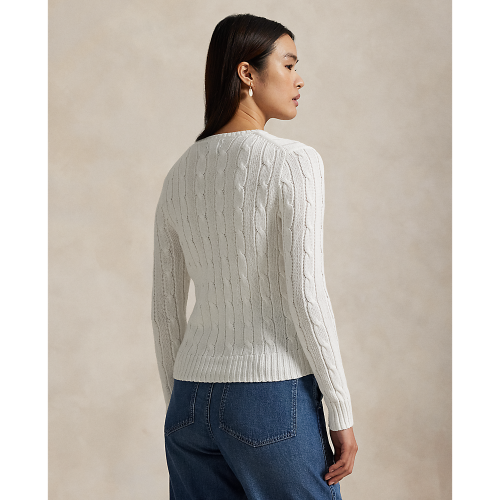 Polo Ralph Lauren - Womens Cable Knit Cotton Sweater - White