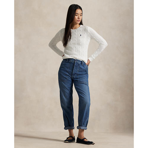 Polo Ralph Lauren - Womens Cable Knit Cotton Sweater - White