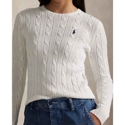 Polo Ralph Lauren - Womens Cable Knit Cotton Sweater - White