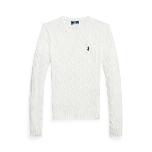 Polo Ralph Lauren - Womens Cable Knit Cotton Sweater - White