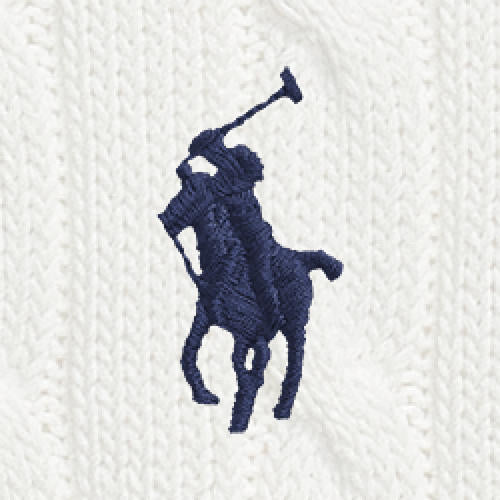 Polo Ralph Lauren - Womens Cable Knit Crew Neck Cotton Sweater - White