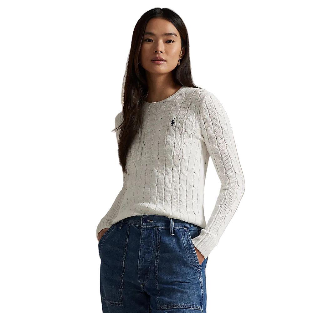 Polo Ralph Lauren - Womens Cable Knit Cotton Sweater - White