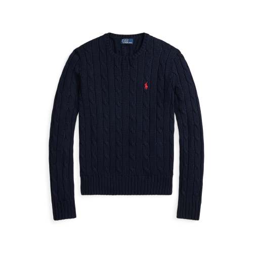 Polo Ralph Lauren - Womens Cable Knit Cotton Sweater - Navy