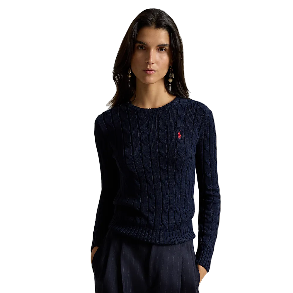 Polo Ralph Lauren - Womens Cable Knit Cotton Sweater - Navy