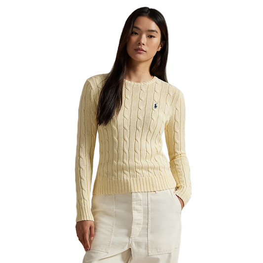 Polo Ralph Lauren -  Cable Knit Cotton Crewneck Sweater - Cream