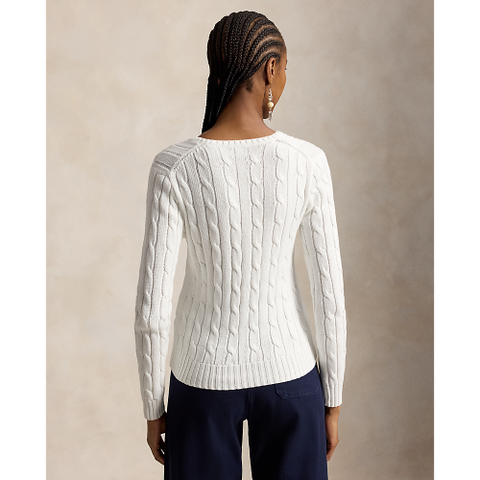 Polo Ralph Lauren -  Cable Knit Cotton Crewneck Sweater - White
