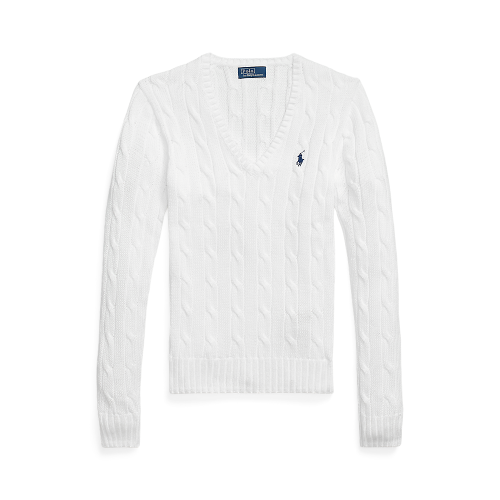 Polo Ralph Lauren -  Cable Knit Cotton Crewneck Sweater - White