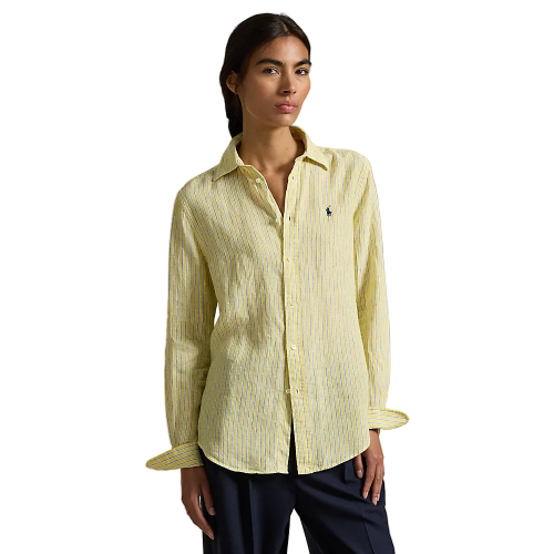 Polo Ralph Lauren - Classic Fit Linen Striped Shirt - Yellow, Blue, and White 