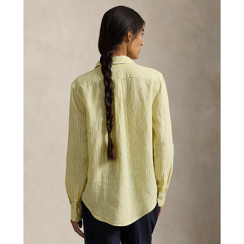 Polo Ralph Lauren - Classic Fit Linen Striped Shirt - Yellow, Blue, and White 