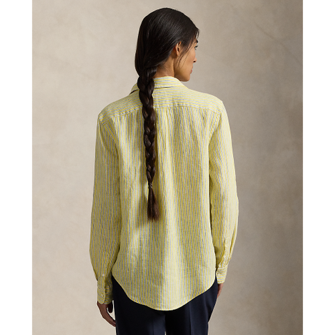 Polo Ralph Lauren - Classic Fit Linen Striped Shirt - Yellow, Blue, and White 