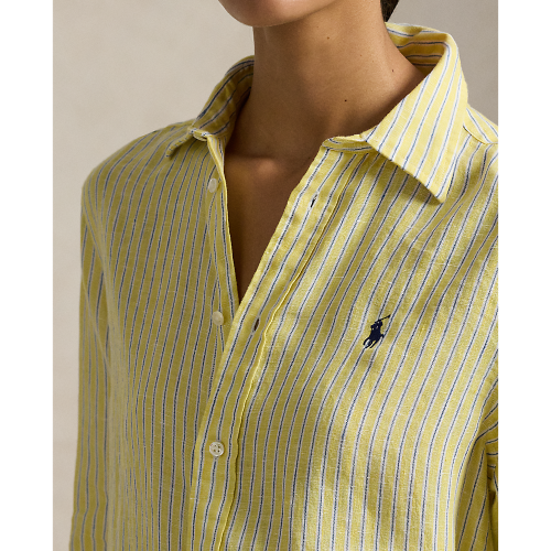 Polo Ralph Lauren - Classic Fit Linen Striped Shirt - Yellow, Blue, and White 