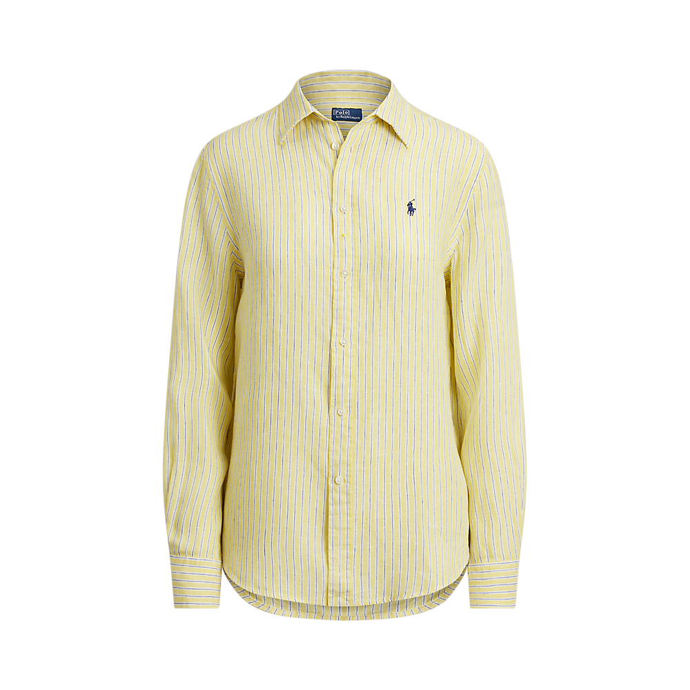 Polo Ralph Lauren - Classic Fit Linen Striped Shirt - Yellow, Blue, and White 