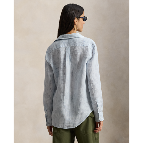 Polo Ralph Lauren - Classic Fit Linen Striped Shirt - Blue and White 