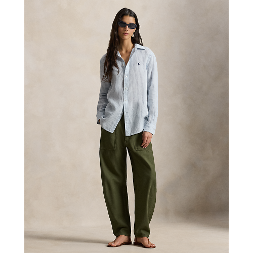 Polo Ralph Lauren - Classic Fit Linen Striped Shirt - Blue and White 