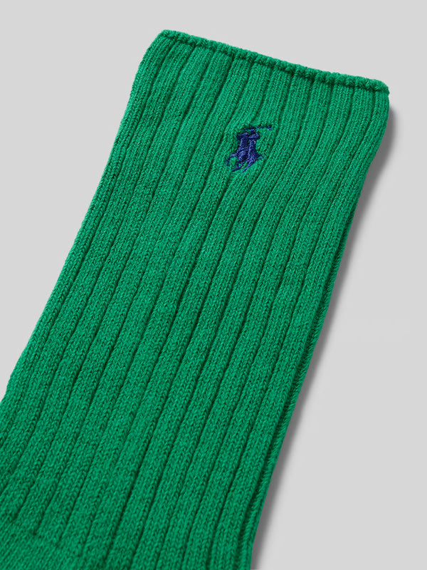 Polo Ralph Lauren - Ribbed Cotton Blend Crew Socks - Green