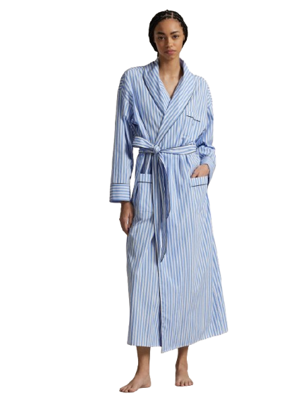 Polo Ralph Lauren - Striped Poplin Cotton Robe - Blue/White