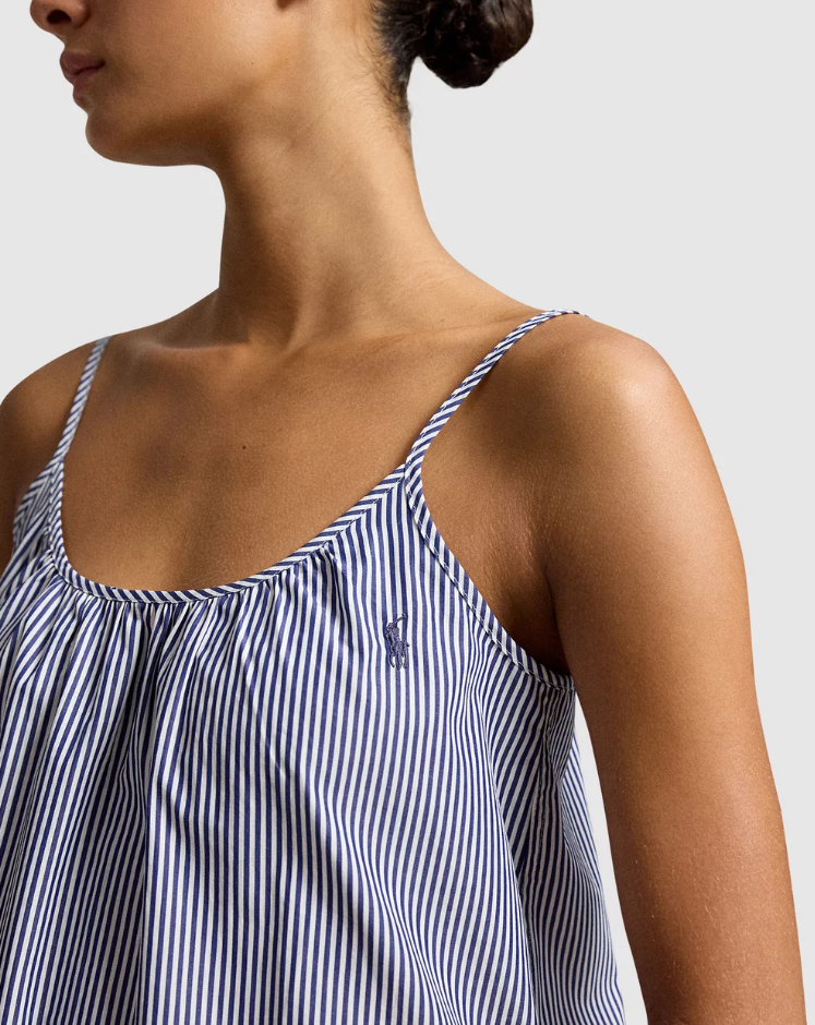 POL4P0557-Polo Ralph Lauren - Stripe Slip Night Dress - Blue/White